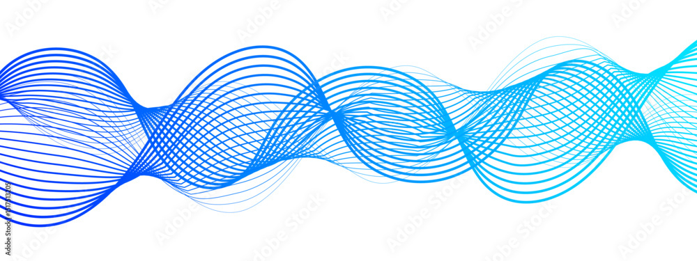 Leinwandbilder abstract digital composition with smooth, flowing waveforms blue lines. overlapping sine-wave patter