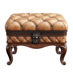 Luxurious leather ottoman boasting exquisite craftsmanship with ornate on transparent background