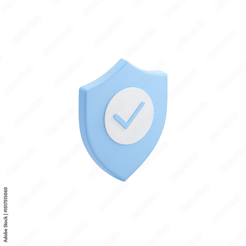 Poster 3d shield with check mark isolated on transparent background