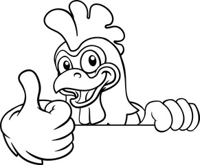 Chicken Cartoon Rooster Cockerel Bird Mascot
