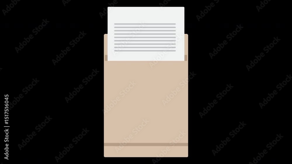 Poster document inside envelope presentation on a transparent background with clean lines