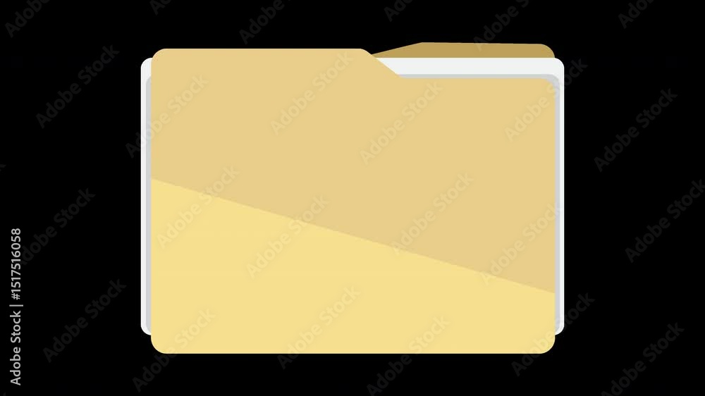 Aufkleber animated folder icon design for file organization and data management concept on a transparent backg