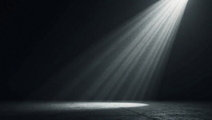 Minimalist geometric art piece with gray gradient spotlight and dark border on black background with subtle texture , background, design, textures