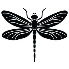 Set of vector illustrations of dragonflies on a white background, featuring various insect poses and detailed wings