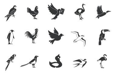 Birds icon set, simple style. vector