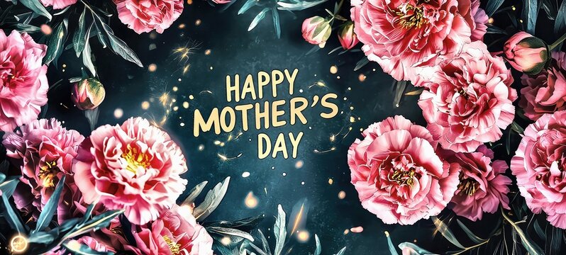 Mother's day card: pink peonies & sparkles - celebrate mom with this stunning ai art