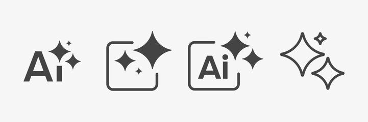AI generated symbols. Ai sparkle or stars icons. Artificial intelligence set. Vector illustration