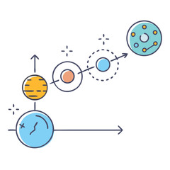 Abstract illustration of a growth timeline or a plan with forward motion