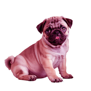 pugdog puppy on white background