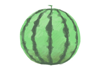 水彩画風のスイカのイラスト