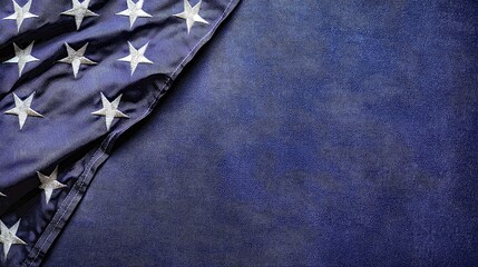 Patriotism & remembrance - american flag on deep blue textured background. perfect for memorial day, veterans day, or independence day designs.