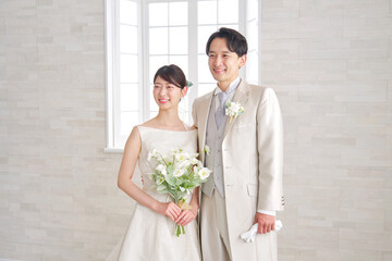 花嫁と花婿　笑顔　ポートレート