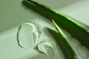 Aloe vera gel with leaves, show natural beauty and skincare properties