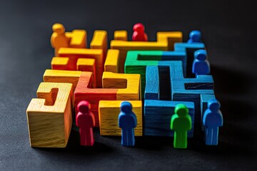 Colorful Wooden Maze with People