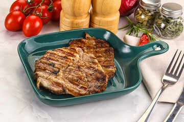 Grilled pork neck sirloin steak