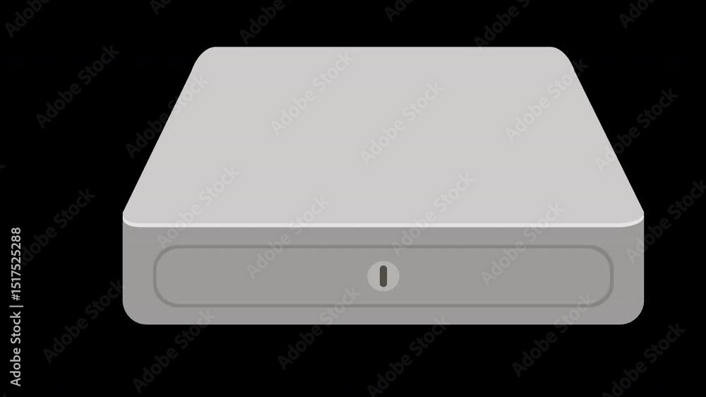 Poster animated external hard drive illustration: data storage and security concept on a transparent backgr