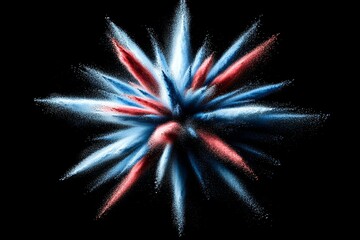 Bright explosion of colored powder creates a striking visual effect in a dark environment during a celebration event
