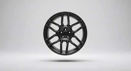 Obraz premium Elegant Black Alloy Wheel Design Automotive Accessory High-Quality Matte Finish for Luxury Vehicles