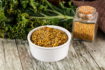 Mustard sauce with seeds in the bowl