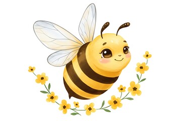 水彩タッチの幸せハチさん