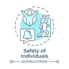 Safety of individuals soft blue concept icon. Benefit of physical security. Protecting people from threats. Round shape line illustration. Abstract idea. Graphic design. Easy to use in booklet
