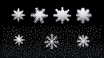 Creative Snowflakes and Snowfall on Dark Background