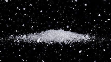 Snow Dust and Snowflakes on Dark Background
