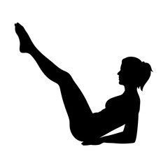 silhouette of a young fitness woman vector on white background