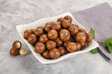 Fototapeta premium Sweet macadamia nut in the bowl
