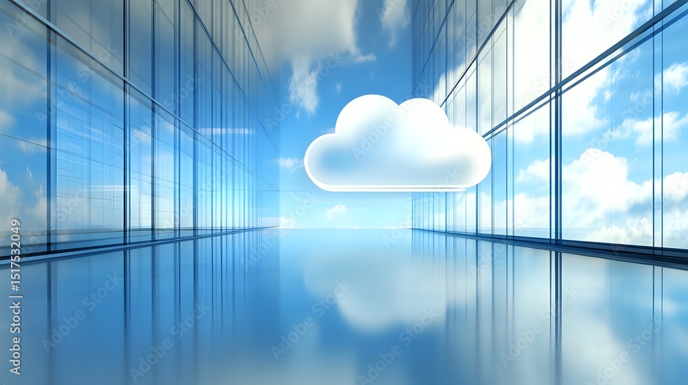 Aufkleber reflective cloud computing dashboard in a modern office space