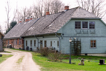 Ancient old houses in Latvia in Kuldiga, 2025.