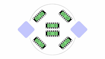 Fototapeta premium Vector Illustration of computer memory modules arranged circular pattern, showcasing technology