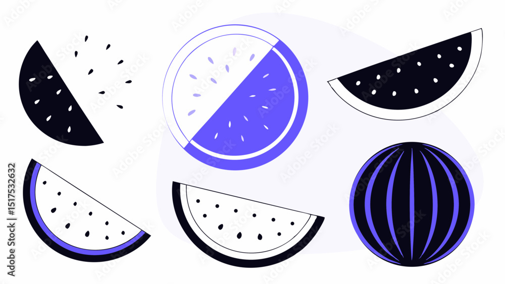 Aufkleber vector fresh watermelon slices in various styles and colors create vibrant and playful design