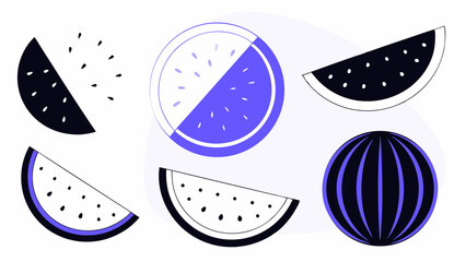 Vector Fresh watermelon slices in various styles and colors create vibrant and playful design