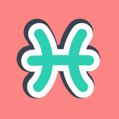 Fototapeta premium Sticker pisces. Zodiac horoscope elements.