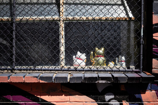 Window with Maneki Neko Figurines