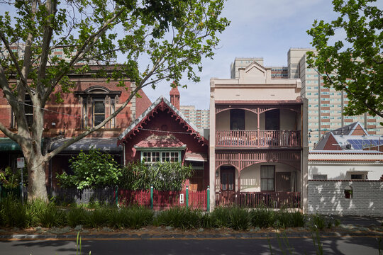 Tree Lined Street in Fitzroy with Victorian Architecture