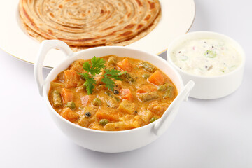 vegetable Kurma and paratha or malabar parotha 