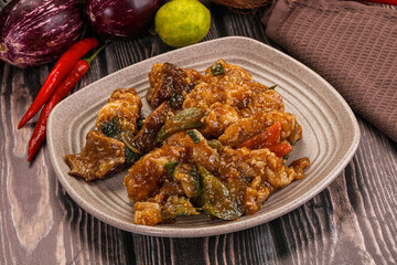 Prawn with vegetables and oyster sauce