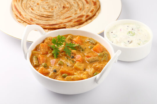 vegetable Kurma and paratha or malabar parotha 
