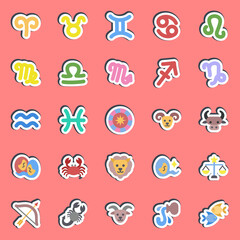 Sticker set of zodiac horoscope. Zodiac horoscope elements.