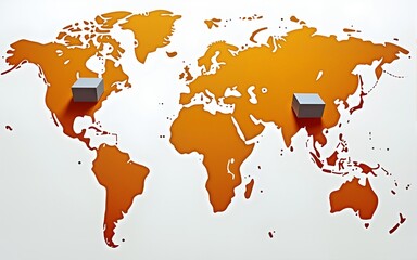 International Shipping and Delivery Services to Burkina Faso: Small Packages, Mail and Parcels Transportation on World Map Background. High quality