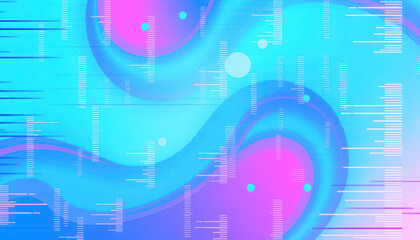 Obraz premium Abstract Swirling Liquid, Neon Blue Pink Gradient, Digital Art Background