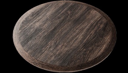 Dark wood circular plate, top view