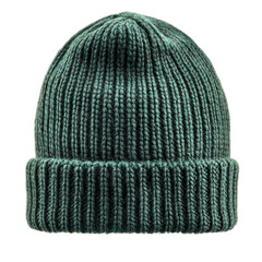Dark green ribbed knit winter beanie hat warm comfortable style accessory