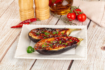 Baked eggplant with teriyaki sause
