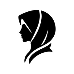 Minimalist Black and White Illustration of Woman Side-profile Silhouette