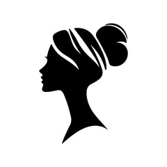Minimalist Black and White Illustration of Woman Side-profile Silhouette