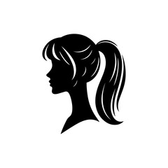 Minimalist Black and White Illustration of Woman Side-profile Silhouette