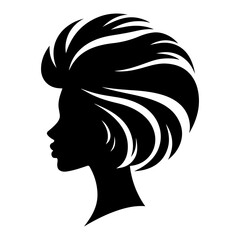 Minimalist Black and White Illustration of Woman Side-profile Silhouette